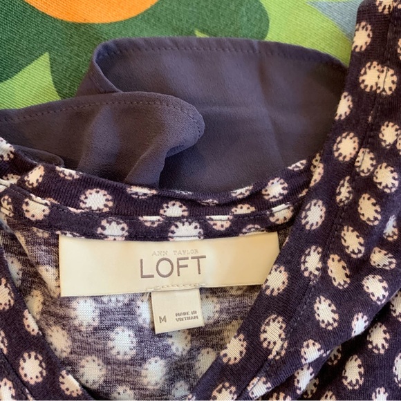 Loft mixed-media sleeveless blouse. Medium - Picture 2 of 4